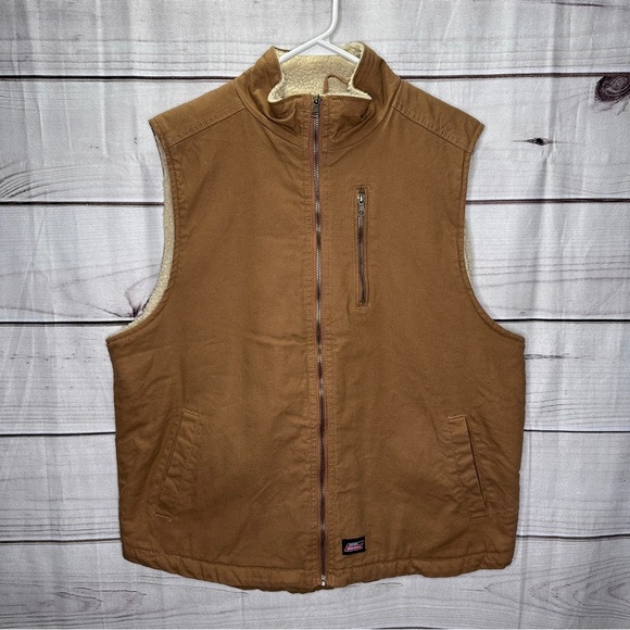 Dickies Mens Vest XL Tan Full Zip Pockets - Picture 1 of 9